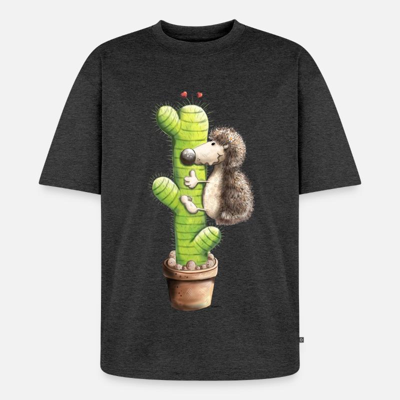 Igel in Love - Unisex Premium Oversized Bio T-Shirt - Anthrazit meliert