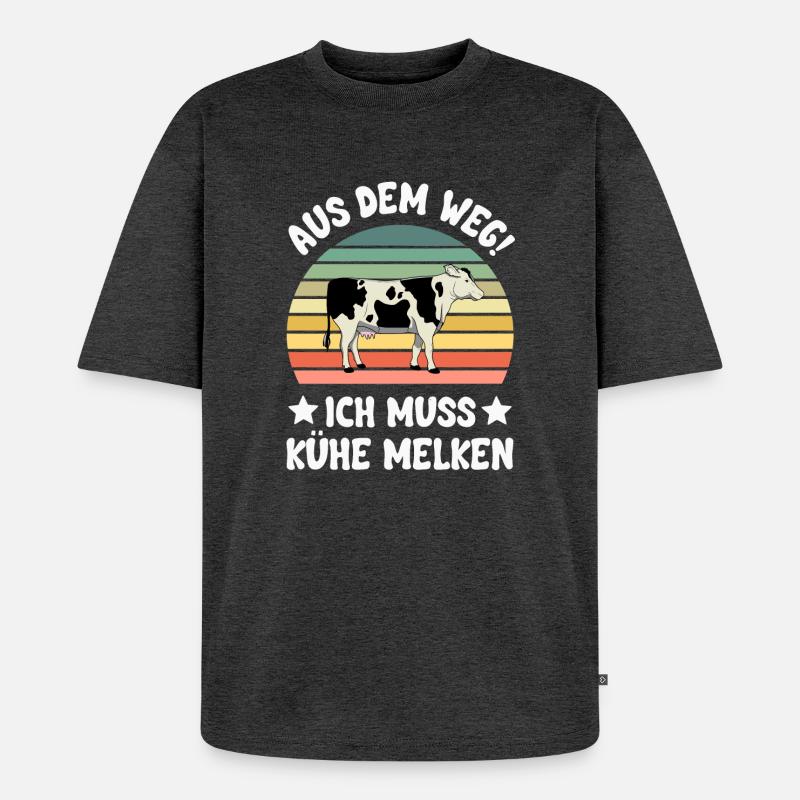 Kuh Kühe - Unisex Premium Oversized Bio T-Shirt - Anthrazit meliert