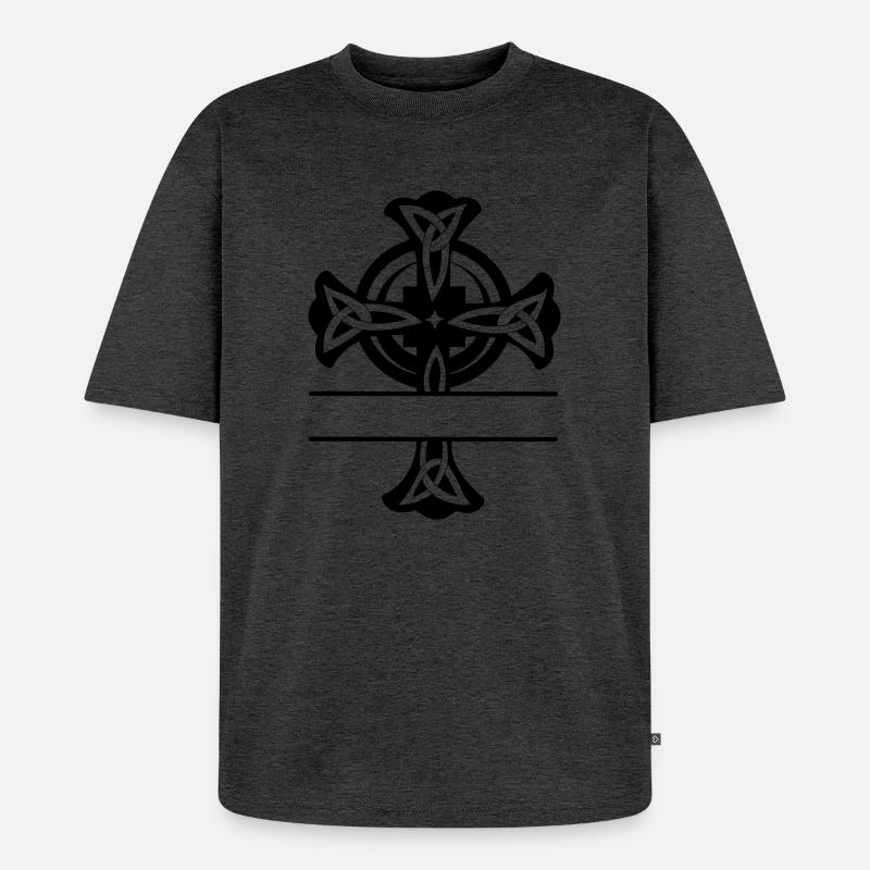 Keltisches Kreuz Logo oder Monogramm - Unisex Premium Oversized Bio T-Shirt - Anthrazit meliert