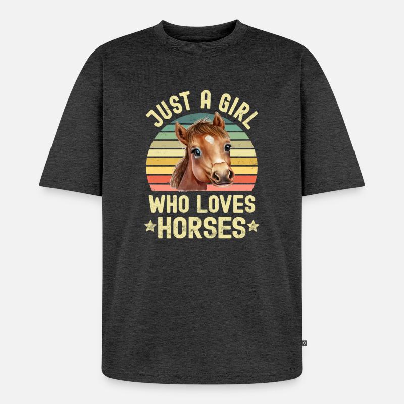 Pferd Pferde - Unisex Premium Oversized Bio T-Shirt - Anthrazit meliert