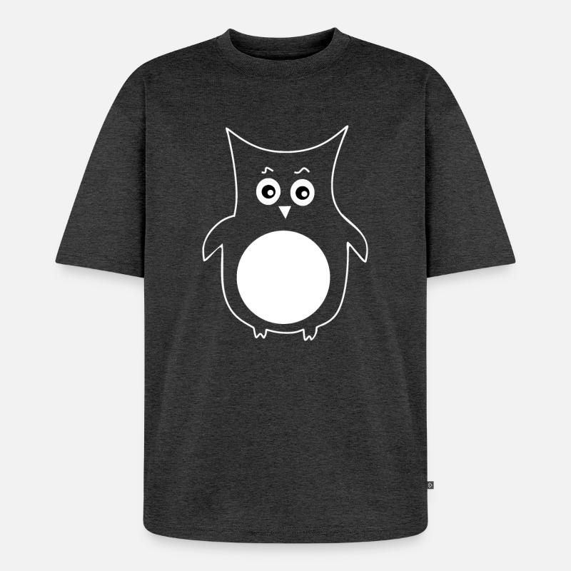 weiße Eule Vogel weiß - Unisex Premium Oversized Bio T-Shirt - Anthrazit meliert