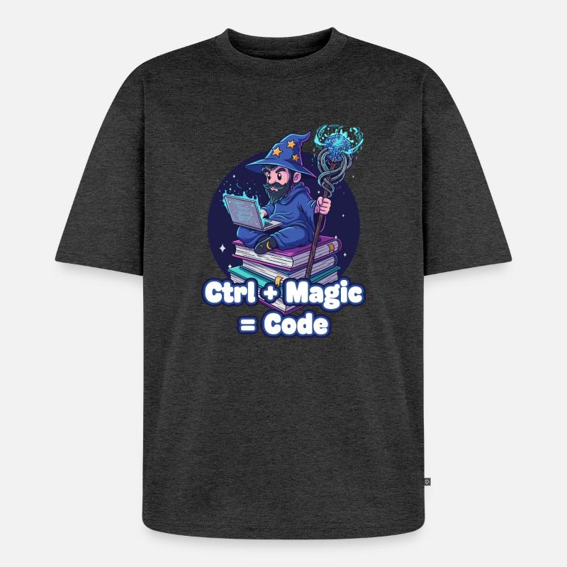 Ctrl Magic Code Zauberer - Unisex Premium Oversized Bio T-Shirt - Anthrazit meliert