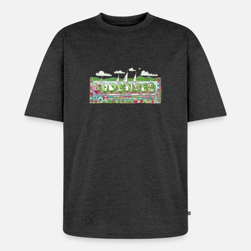 Bodensee - Unisex Premium Oversized Bio T-Shirt - Anthrazit meliert