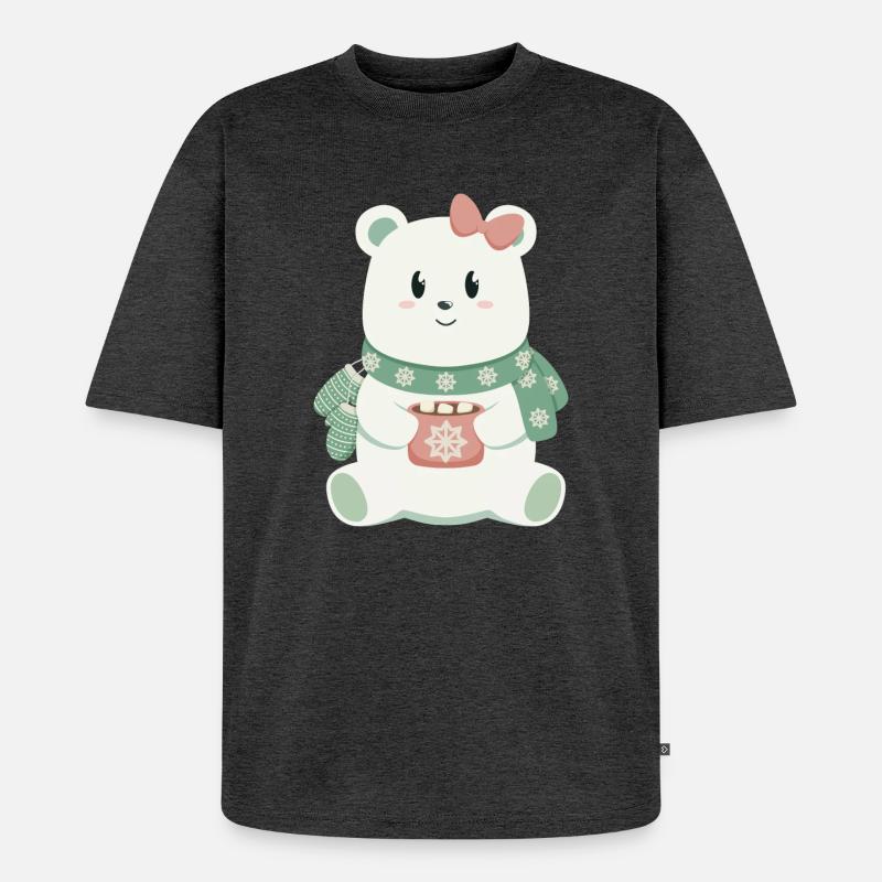 Eisbär mit Schleife - Unisex Premium Oversized Bio T-Shirt - Anthrazit meliert