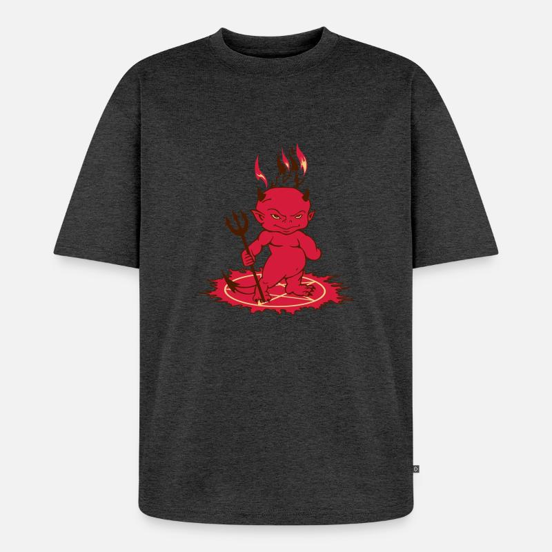 Red Flame Devil - Unisex Premium Oversized Bio T-Shirt - Anthrazit meliert