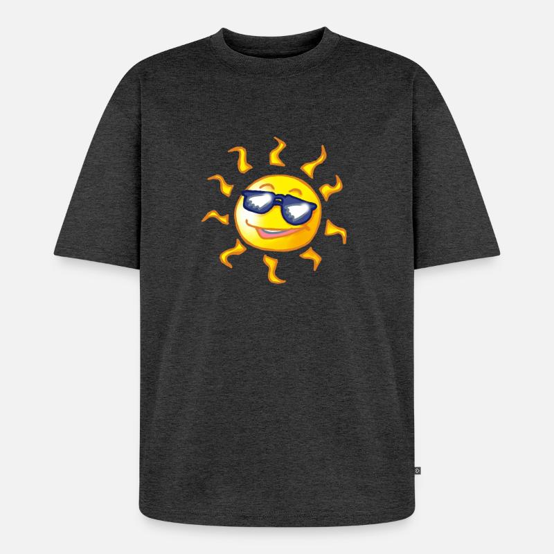 Coole Comic Sonne - Unisex Premium Oversized Bio T-Shirt - Anthrazit meliert