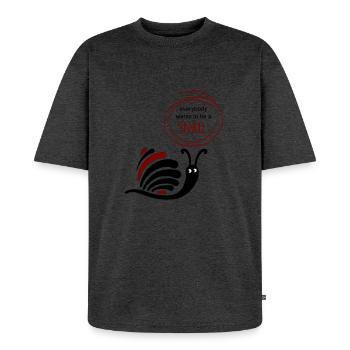 Schnecke - Unisex Premium Oversized Bio T-Shirt - Anthrazit meliert - Vorne - Thijin (182cm) & Selfina (174cm)