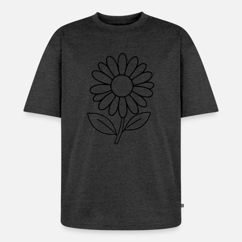 Blume schwarz schwarze Blume Blumen Gänseblümchen - Unisex Premium Oversized Bio T-Shirt - Anthrazit meliert