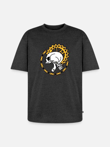 Skull Chain Punk-3c - Unisex Premium Oversized Bio T-Shirt - Anthrazit meliert
