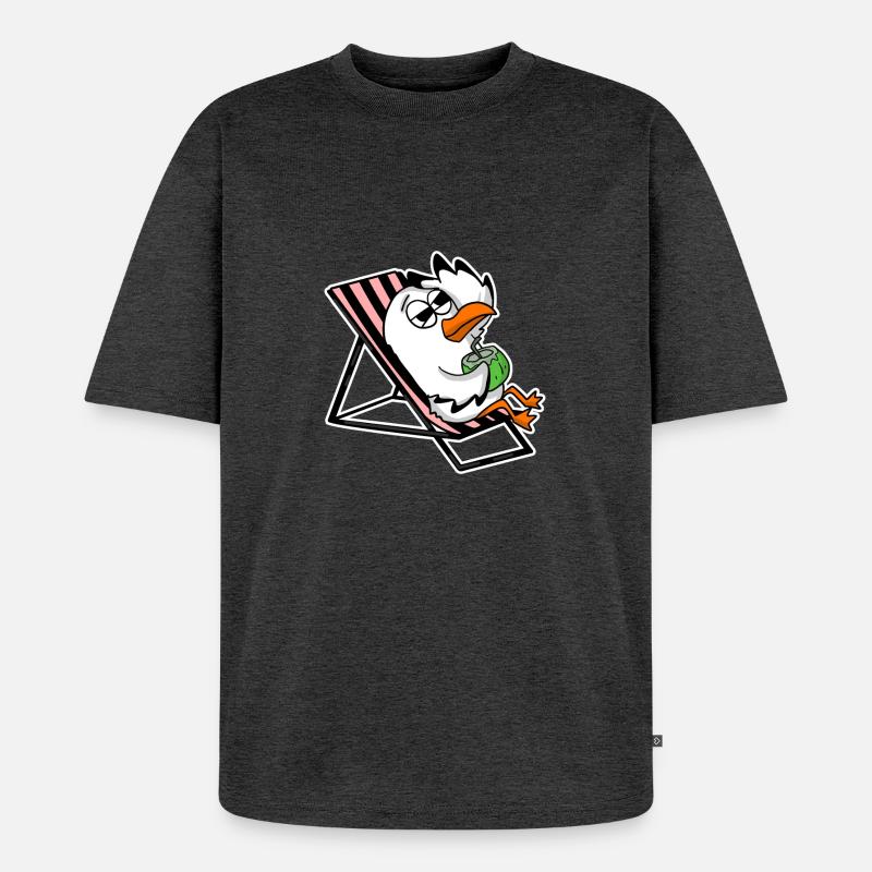 Möwe am Strand - Unisex Premium Oversized Bio T-Shirt - Anthrazit meliert