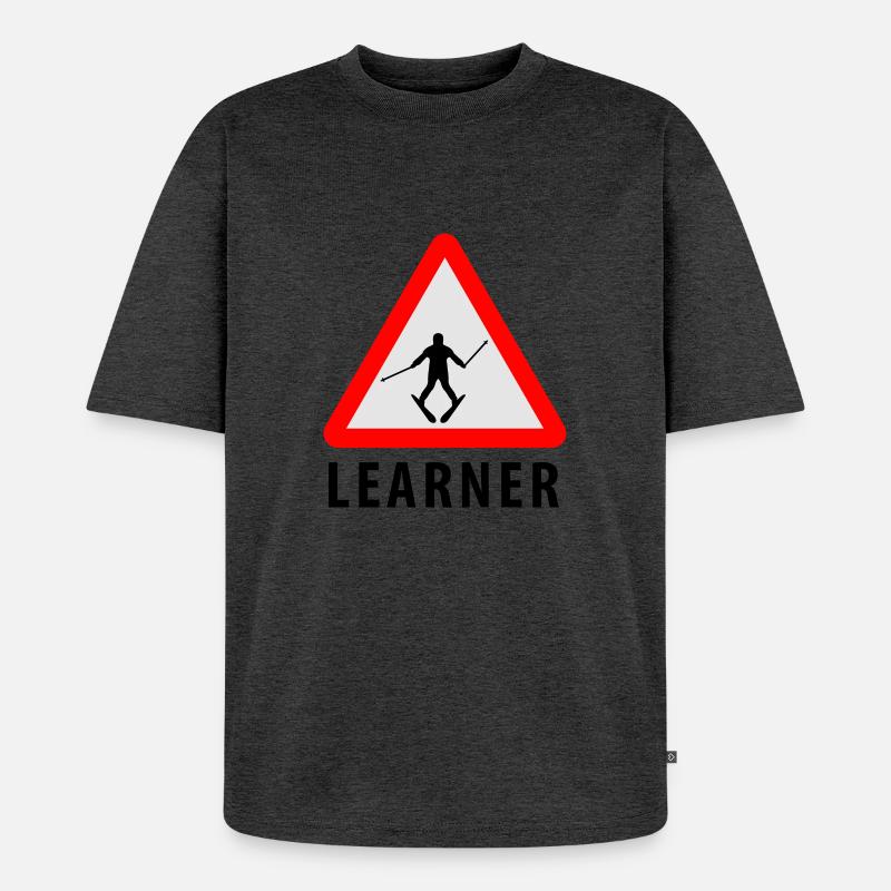 Ski Learner - Unisex Premium Oversized Organic T-Shirt - heather anthracite