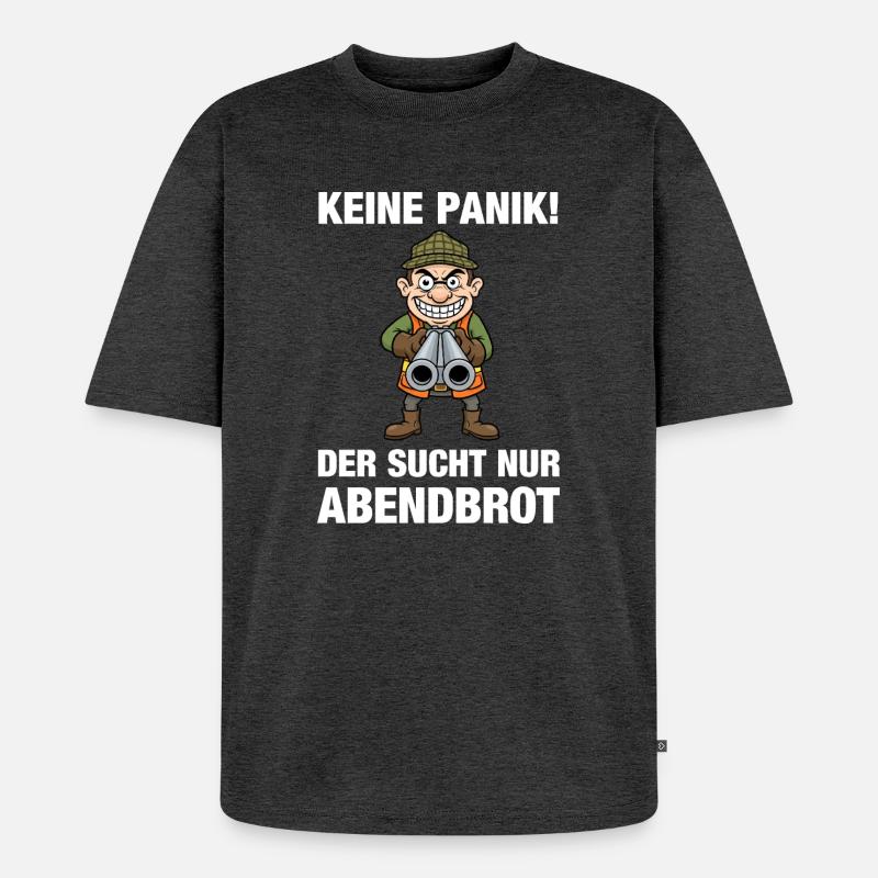 Jäger sucht Abendbrot - Unisex Premium Oversized Bio T-Shirt - Anthrazit meliert