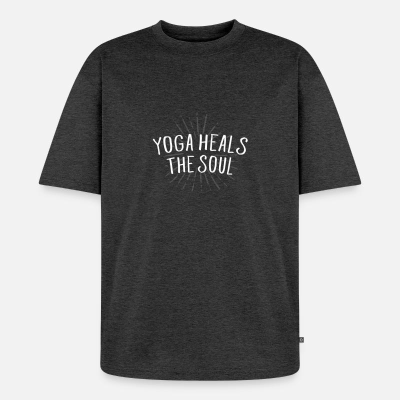 Yoga guérit l'âme - T-shirt Premium bio oversize Unisexe - anthracite chiné