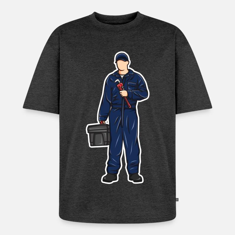 Klempner Junge - Unisex Premium Oversized Bio T-Shirt - Anthrazit meliert