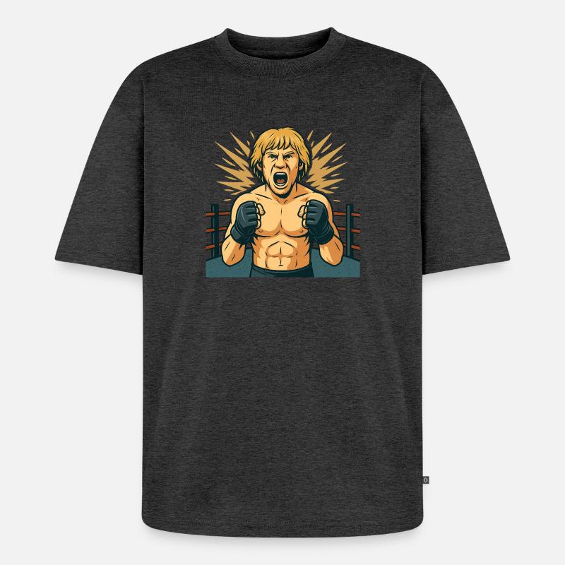 Kämpferischer Boxheld Comicstil - Unisex Premium Oversized Bio T-Shirt - Anthrazit meliert