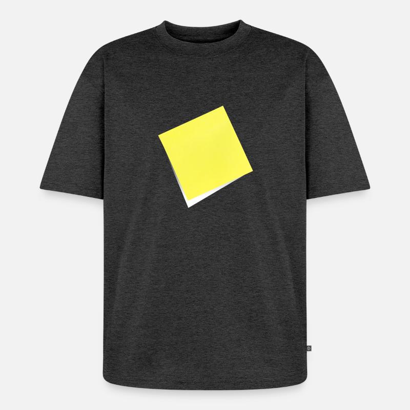 note jaune , adhésif , sticky note - T-shirt Premium bio oversize Unisexe - anthracite chiné