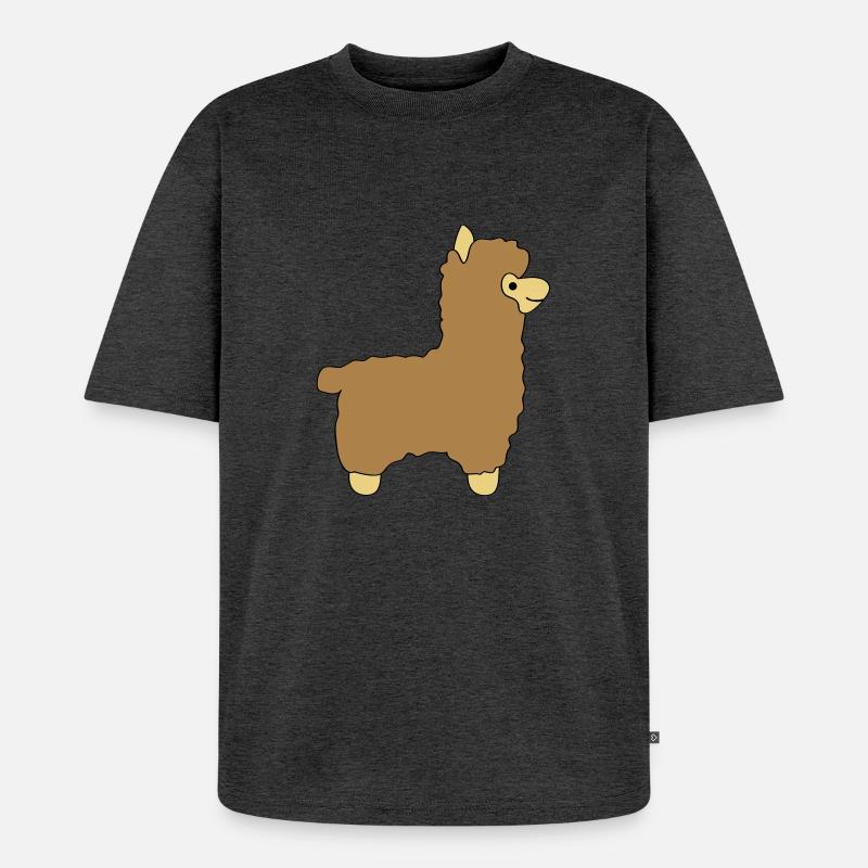 lama alpaca comic - Unisex Premium Oversized Bio T-Shirt - Anthrazit meliert