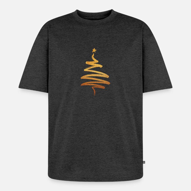 Weihnachtsbaum - Gold Geschenk Geschenkidee - Unisex Premium Oversized Bio T-Shirt - Anthrazit meliert