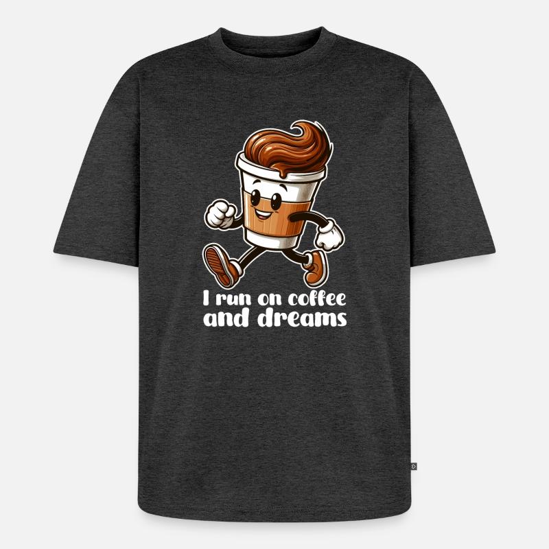 Kaffee Träume Geschenk - Unisex Premium Oversized Bio T-Shirt - Anthrazit meliert