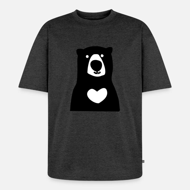 bear - Unisex Premium Oversized Organic T-Shirt - heather anthracite