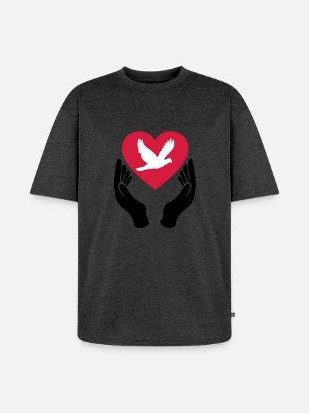 Fredens due - Kærlighed - Pacifist - Unisex Premium oversized økologisk T-shirt - antracit meleret