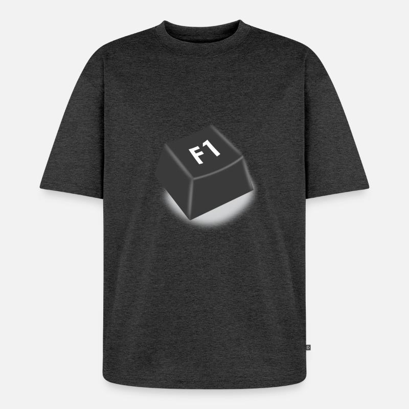 f1 help button - Unisex Premium Oversized Organic T-Shirt - heather anthracite