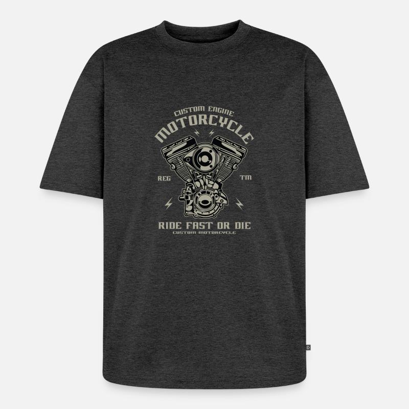 Custom Engine - Unisex Premium Oversized Organic T-Shirt - heather anthracite