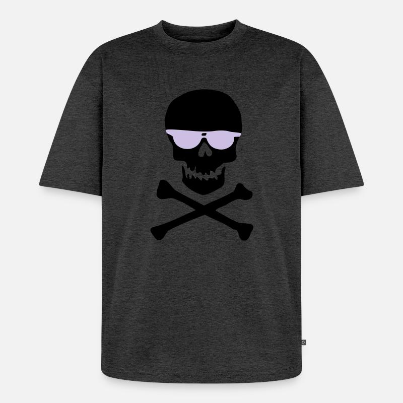 Violette Minimal Sonnenbrillen-Silhouette - Unisex Premium Oversized Bio T-Shirt - Anthrazit meliert