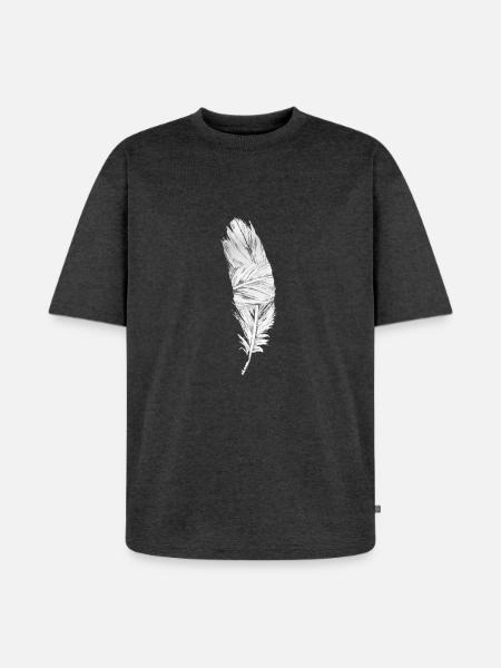 Black and White Feather - Unisex Premium Oversized Organic T-Shirt - heather anthracite