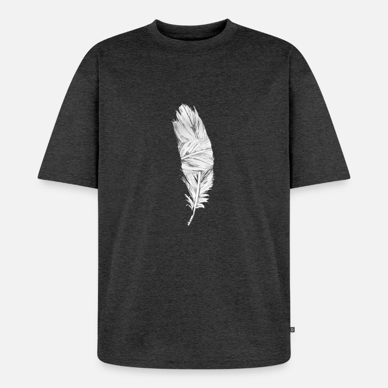 Black and White Feather - Unisex Premium Oversized Organic T-Shirt - heather anthracite
