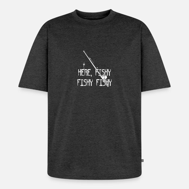 HERE FISHY FISHY FISHY - Unisex Premium Oversized Bio T-Shirt - Anthrazit meliert