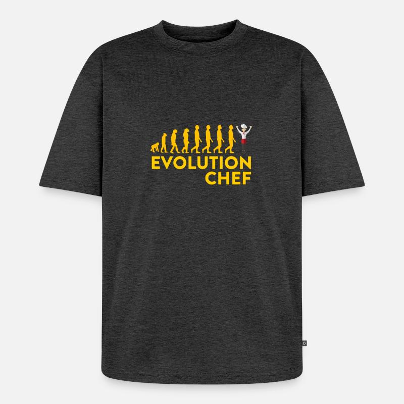 Evolutionärer Chef Motive - Unisex Premium Oversized Bio T-Shirt - Anthrazit meliert