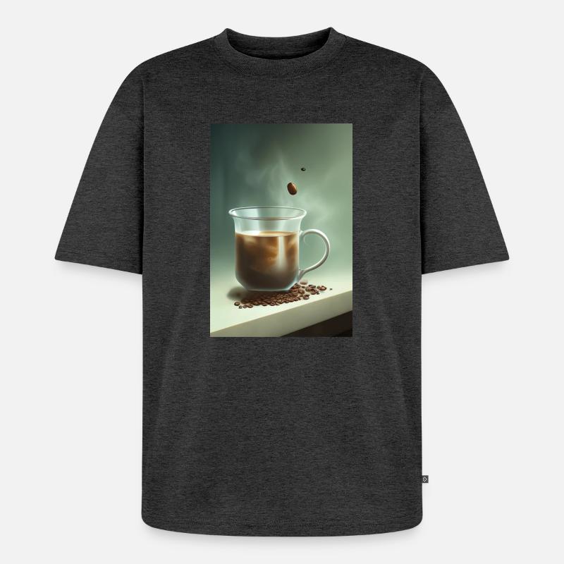 Kaffee, Kaffeebohnen - Unisex Premium Oversized Bio T-Shirt - Anthrazit meliert