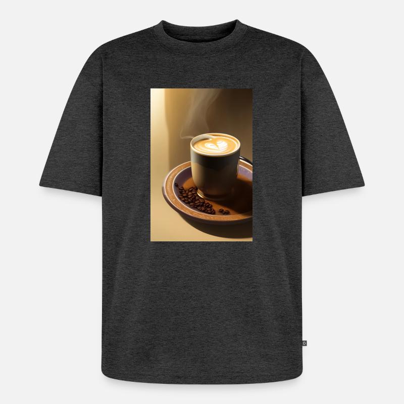 Kaffee, Kaffeebohnen - Unisex Premium Oversized Bio T-Shirt - Anthrazit meliert
