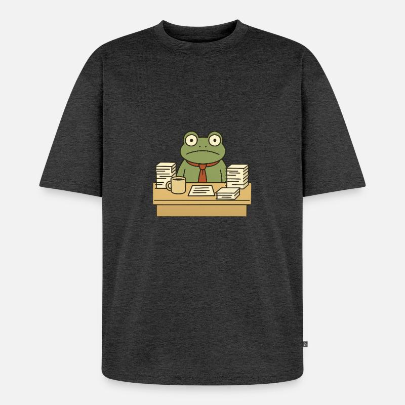 Business Frog - Unisex Premium Oversized Organic T-Shirt - heather anthracite