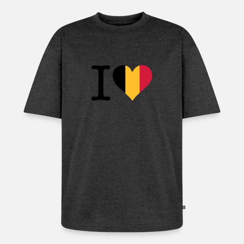 Ich liebe Belgien - Unisex Premium Oversized Bio T-Shirt - Anthrazit meliert
