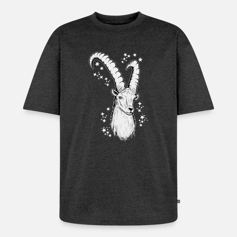 Steinbock Sternzeichen Astrologie - Unisex Premium Oversized Bio T-Shirt - Anthrazit meliert
