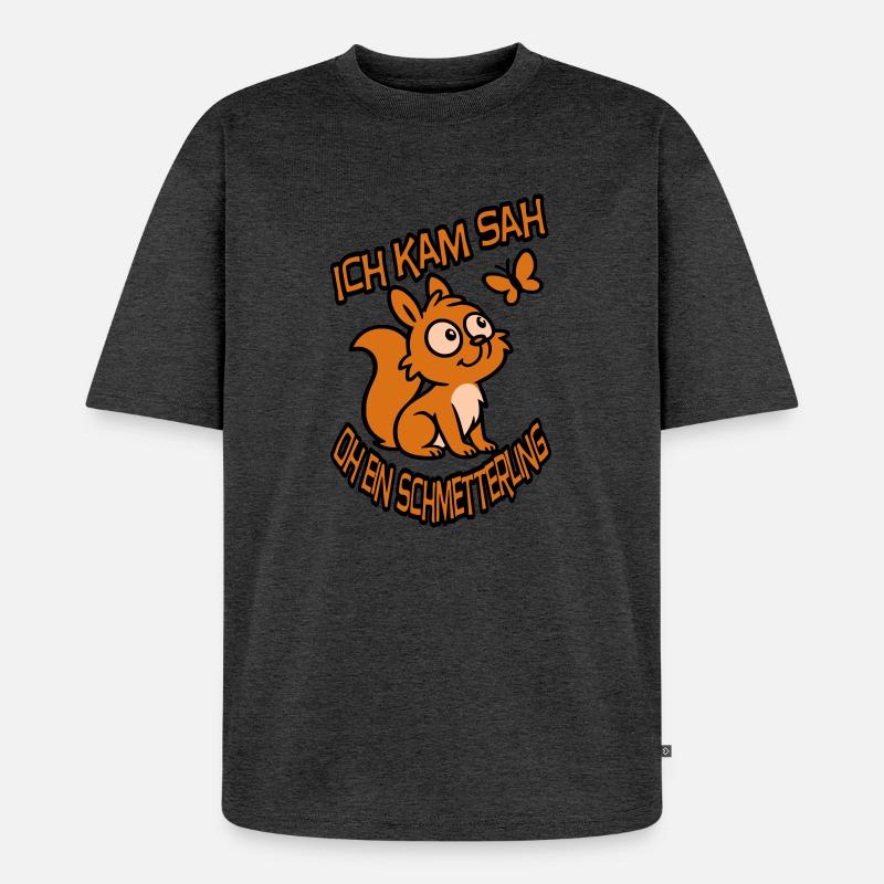 Verträumtes Eichhörnchen mit Spruch - Unisex Premium Oversized Bio T-Shirt - Anthrazit meliert