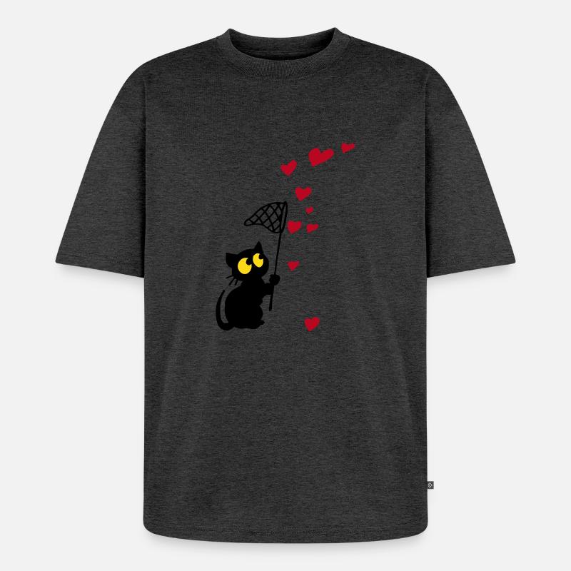 Georgie mit Herzchen - Unisex Premium Oversized Bio T-Shirt - Anthrazit meliert