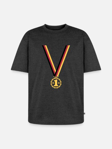 Medaille Platz 1 - Unisex Premium Oversized Bio T-Shirt - Anthrazit meliert