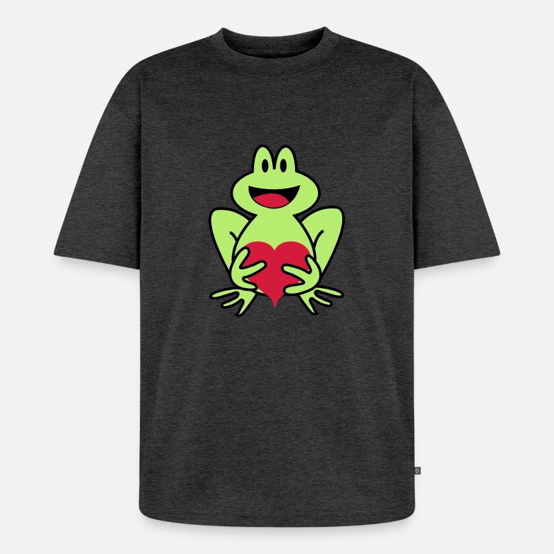 frosch - Unisex Premium Oversized Bio T-Shirt - Anthrazit meliert