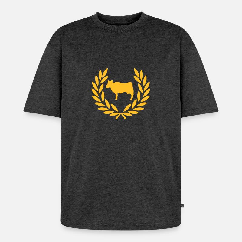 Bauer_krone_cow - Unisex Premium Oversized Bio T-Shirt - Anthrazit meliert