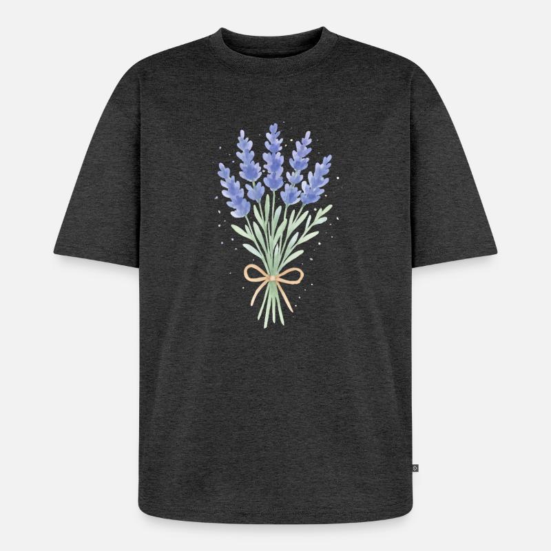 Lavendel Sträußchen - Unisex Premium Oversized Bio T-Shirt - Anthrazit meliert