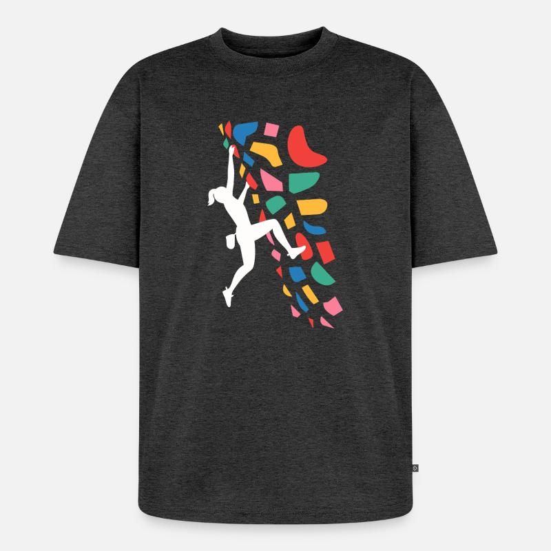 Boulder-Kletterer Bunte Griffe - Unisex Premium Oversized Bio T-Shirt - Anthrazit meliert