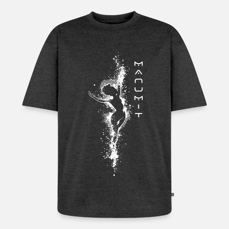 Manumit Single Weißes Design - Unisex Premium Oversized Bio T-Shirt - Anthrazit meliert