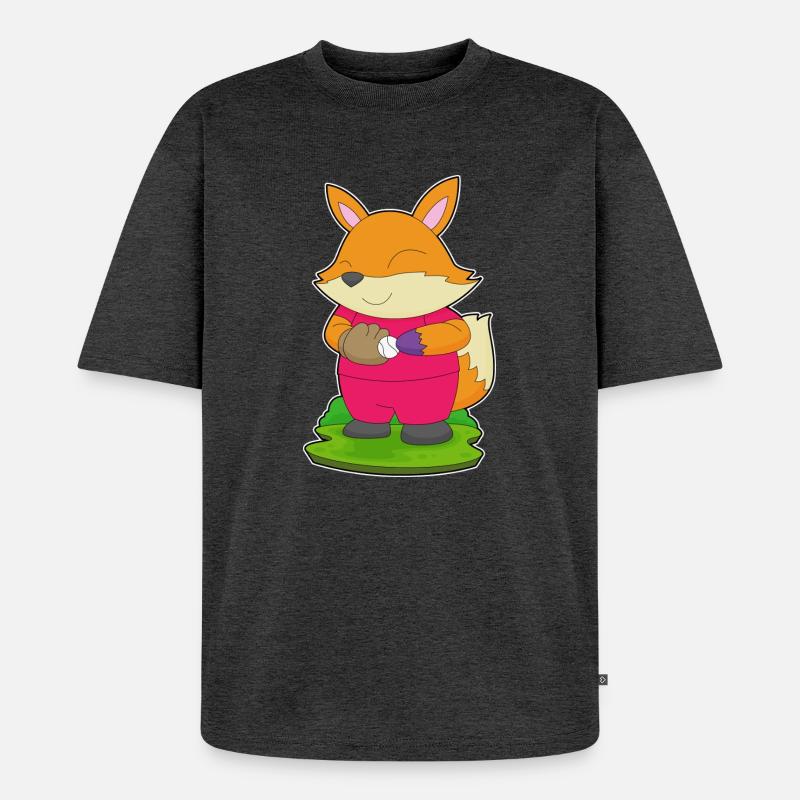 Fuchs Baseball Baseballhandschuh - Unisex Premium Oversized Bio T-Shirt - Anthrazit meliert