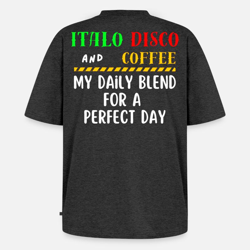 Italo Disco und Kaffeehemd - Unisex Premium Oversized Bio T-Shirt - Anthrazit meliert