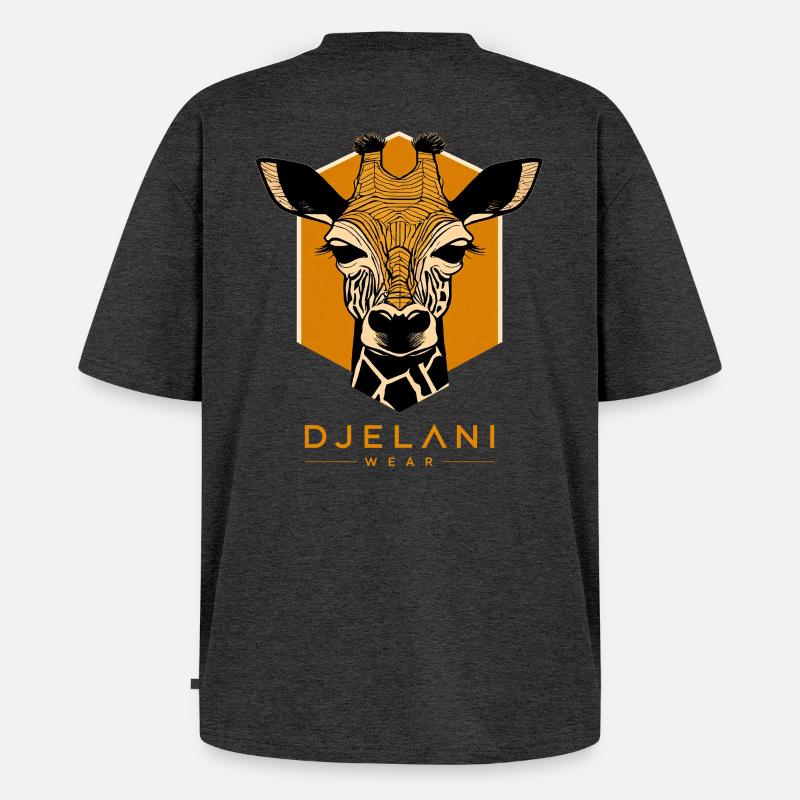 Geometrische Giraffe in Ocker - Unisex Premium Oversized Bio T-Shirt - Anthrazit meliert