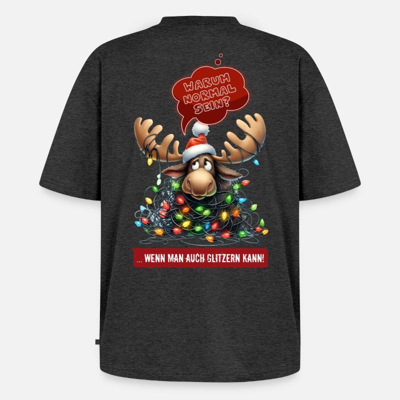 LUSTIGER ELCH | Weihnachtspulli | ugly sweater - Unisex Premium Oversized Bio T-Shirt - Anthrazit meliert