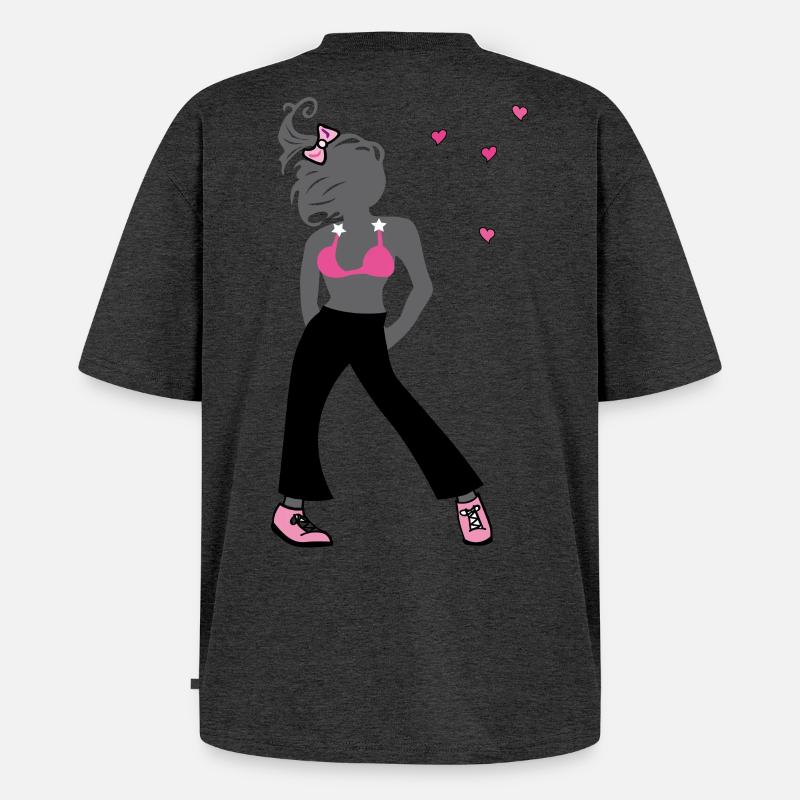 Junges Mädchen - Unisex Premium Oversized Bio T-Shirt - Anthrazit meliert